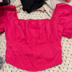 Japna Bright Pink Puff Sleeve Blouse
